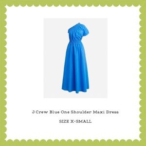 J. Crew Blue One Shoulder Maxi Dress